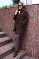 Vêtements hijab BRUN MANTEAU AVEC DÉTAIL DE POCHE T 5327