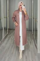 Tesettür giyim PEMBE BROŞ DETAYLI TRİKO CEKET T 62401