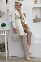 Hijab clothing BEIGE BELTED KNITWEAR CARDIGAN T 7161