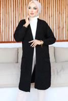 Tesettür giyim SİYAH UZUN TRİKO HIRKA T 7604