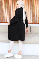 Tesettür giyim SİYAH UZUN TRİKO HIRKA T 7604