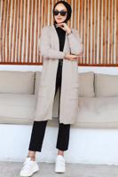 Tesettür giyim BEJ UZUN TRİKO HIRKA T 7604