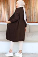 Tesettür giyim KAHVE UZUN TRİKO HIRKA T 7604