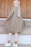 Tesettür giyim VİZON UZUN TRİKO HIRKA T 7604