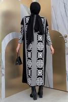 Tesettür giyim SİYAH ETNİK DESENLİ TRİKO CEKET T 8316