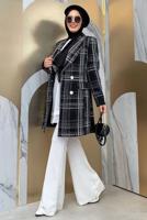 Tesettür giyim SİYAH DESENLİ DÜĞMELİ CEKET T 9077