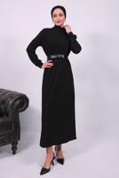 Hijab clothing BLACK BELTED DRESS T 0135
