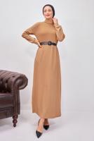 Hijab clothing BROWN BELTED DRESS T 0135