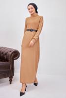 Hijab clothing BROWN BELTED DRESS T 0135