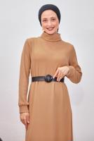 Hijab clothing BROWN BELTED DRESS T 0135