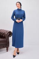 Hijab clothing NAVY BLUE BELTED DRESS T 0135