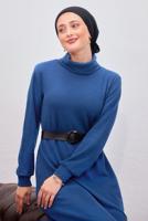 Hijab clothing NAVY BLUE BELTED DRESS T 0135
