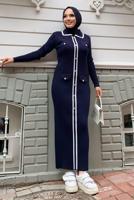 Tesettür giyim LACİVERT TRİKO ELBİSE T 21332