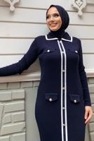 Tesettür giyim LACİVERT TRİKO ELBİSE T 21332