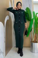 Tesettür giyim YEŞİL TRİKO ELBİSE T 21332