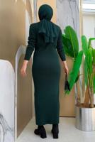 Tesettür giyim YEŞİL TRİKO ELBİSE T 21332