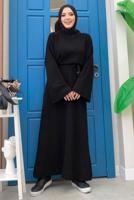 Tesettür giyim SİYAH GENİŞ KOL TRİKO ELBİSE T 22332