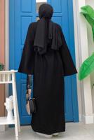 Tesettür giyim SİYAH GENİŞ KOL TRİKO ELBİSE T 22332
