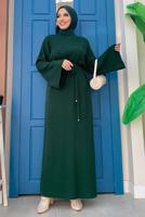 Hijab clothing GREEN WIDE SLEEVE KNIT DRESS T 22332
