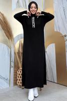 Tesettür giyim SİYAH TAM BOY TRİKO ELBİSE T 32332