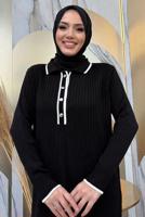Tesettür giyim SİYAH TAM BOY TRİKO ELBİSE T 32332