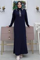 Tesettür giyim LACİVERT TAM BOY TRİKO ELBİSE T 32332