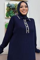 Tesettür giyim LACİVERT TAM BOY TRİKO ELBİSE T 32332