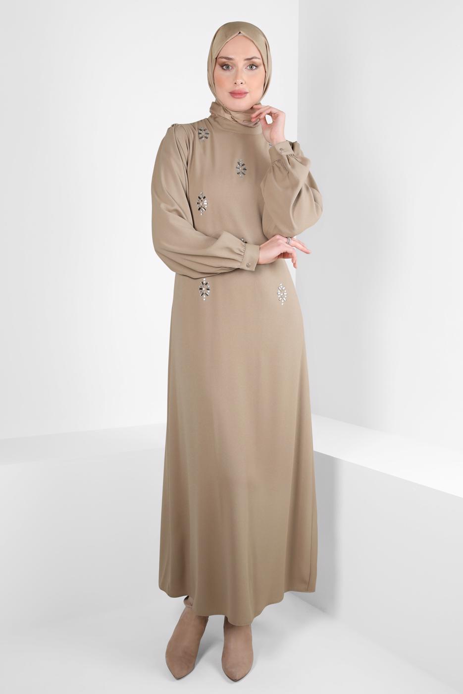 Hijab clothing BEIGE ALVINA BELTED DRESS T 44356-1