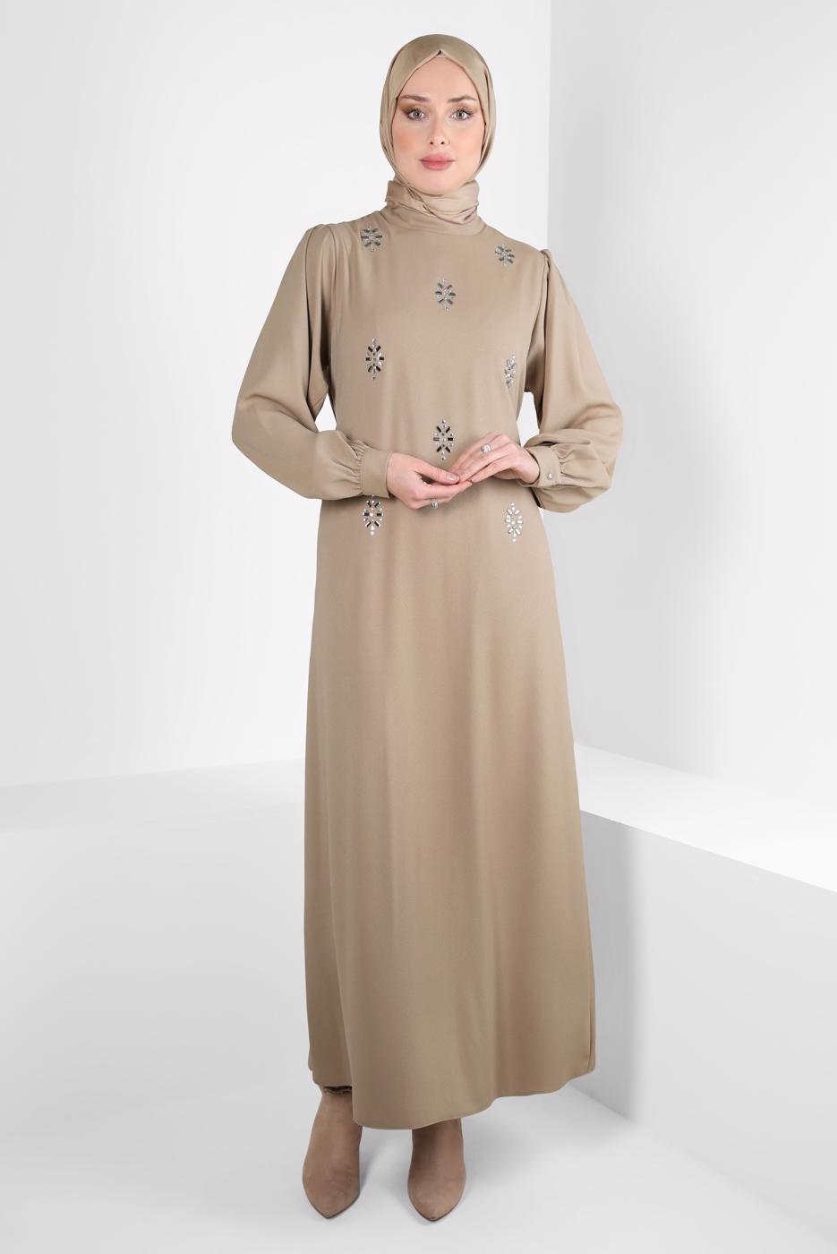 Hijab clothing BEIGE ALVINA BELTED DRESS T 44356-1
