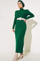 Hijab clothing GREEN KNITWEAR DRESS T 6501