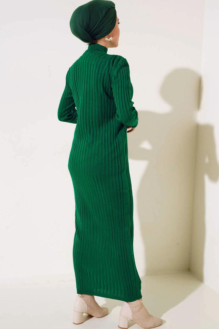 Hijab clothing GREEN KNITWEAR DRESS T 6501
