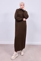Hijab clothing BROWN KNITWEAR DRESS T 7808