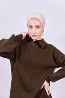 Hijab clothing BROWN KNITWEAR DRESS T 7808