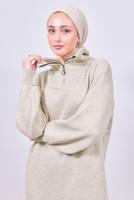 Hijab clothing BEIGE KNITWEAR DRESS T 7808