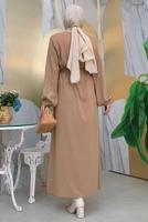 Tesettür giyim TABA TAŞ İŞLEMELİ TRİKO ELBİSE T 81332