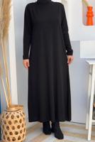 Tesettür giyim SİYAH DÜZ TRİKO ELBİSE T 93232