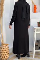 Tesettür giyim SİYAH DÜZ TRİKO ELBİSE T 93232