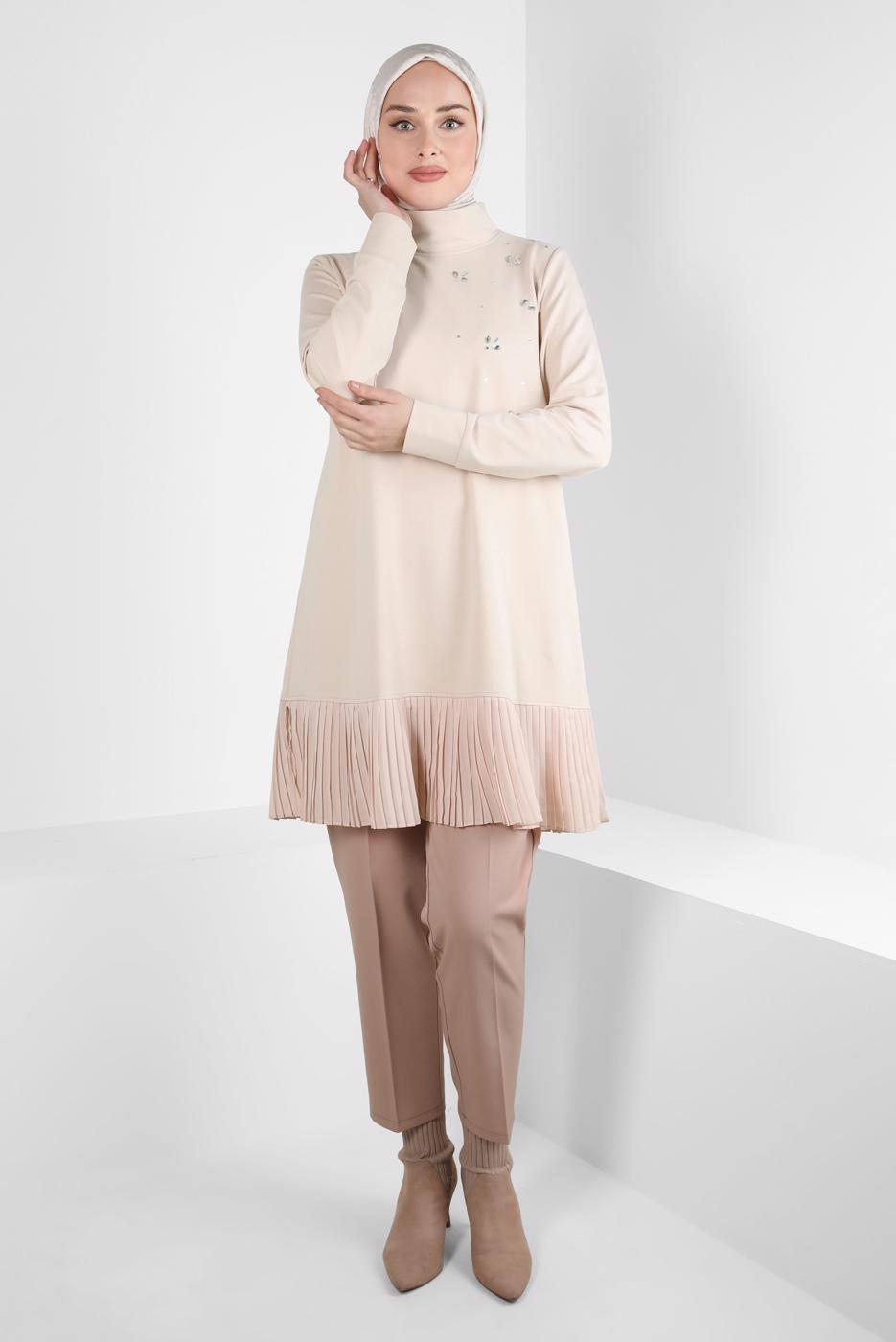 Vêtements hijab BEIGE TUNIQUE DE SURVÊTEMENT ALVINA T 44183