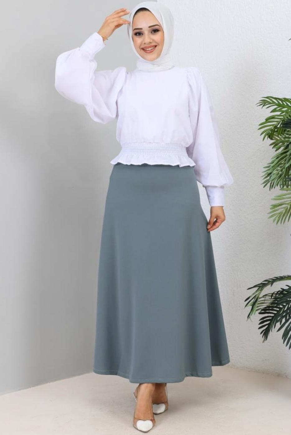 Vêtements hijab GRIS A-JUPE EN LIN T 112