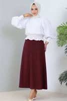Tesettür giyim BORDO A KESİM ETEK T 112