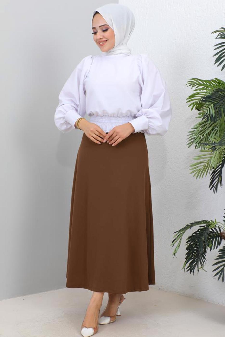 Vêtements hijab BRUN A-JUPE EN LIN T 112