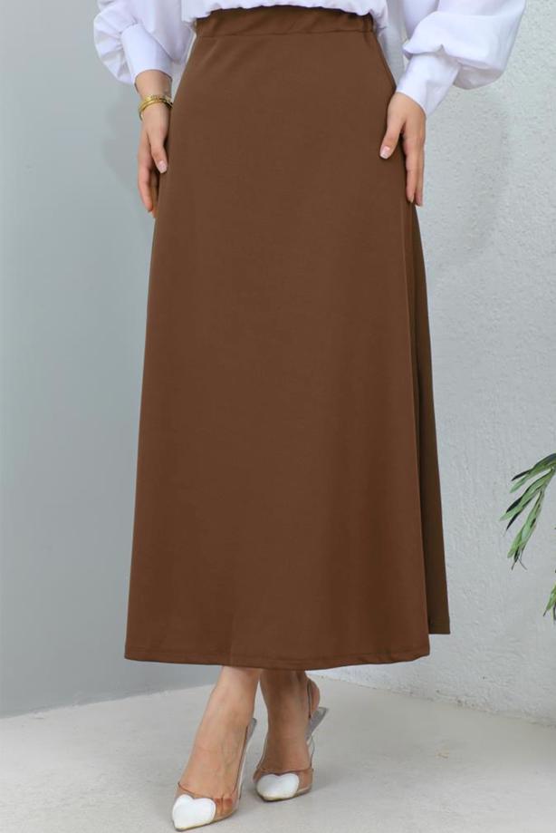 Hijab clothing BROWN A-LINEN SKIRT T 112 - TRENDTESETTÜR