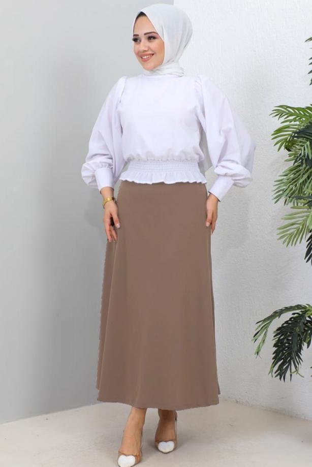 Tesettür giyim VİZON A KESİM ETEK T 112 - TRENDTESETTÜR