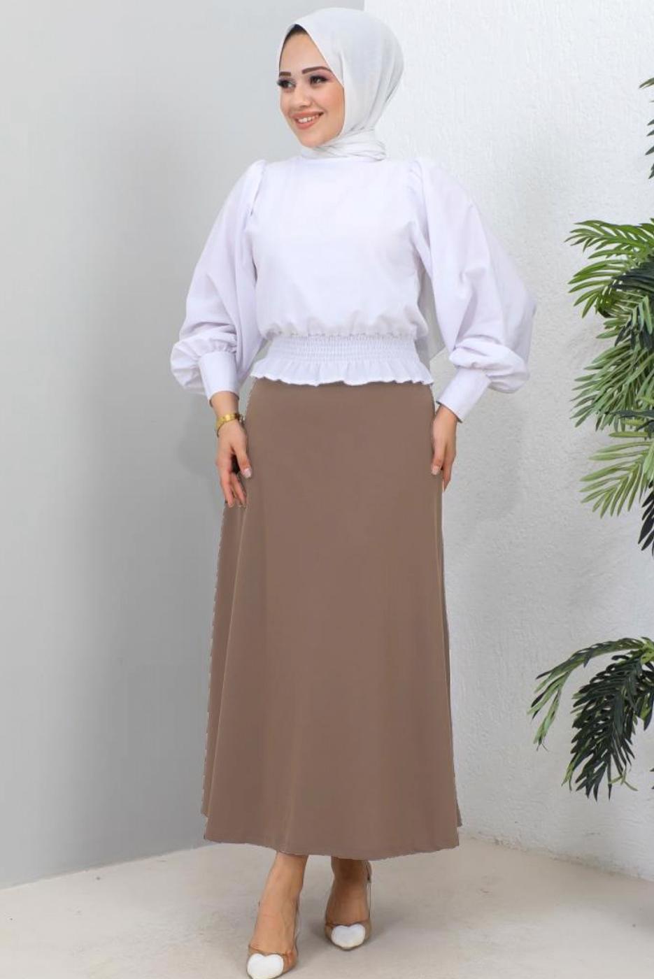 Tesettür giyim VİZON A KESİM ETEK T 112