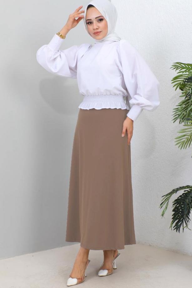 Tesettür giyim VİZON A KESİM ETEK T 112 - TRENDTESETTÜR