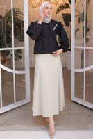 Tesettür giyim BEJ A KESİM ETEK T 112