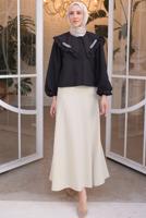 Tesettür giyim BEJ A KESİM ETEK T 112