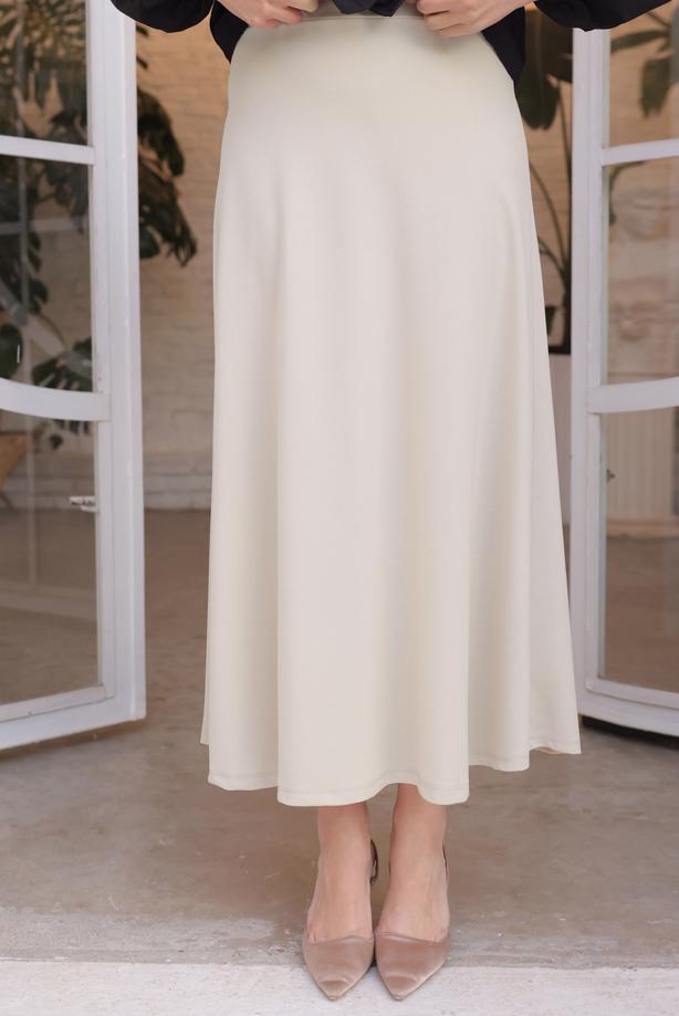 Tesettür giyim BEJ A KESİM ETEK T 112 - TRENDTESETTÜR