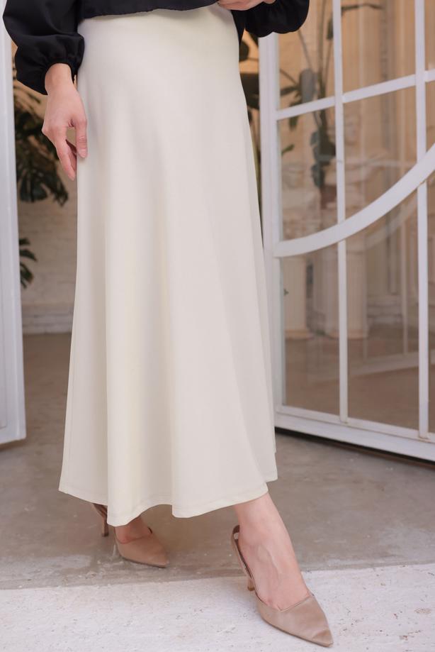 Tesettür giyim BEJ A KESİM ETEK T 112 - TRENDTESETTÜR