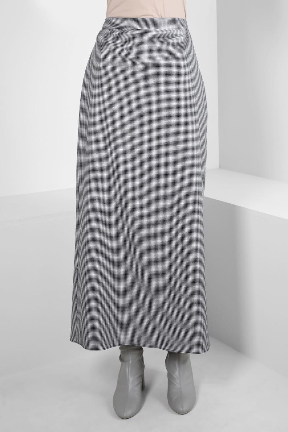 Tesettür giyim SİYAH ALVİNA PÖTİKARE DESENLİ ETEK T 60505